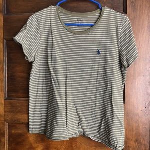 Stripes polo v neck t shirt